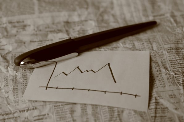 graph that shows an upward trend but then turns downward